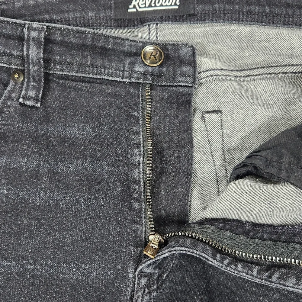 Revtown Jeans‎ Mens 35x32 Gray Sharp Slim Straight Dark Wash Stretch Denim